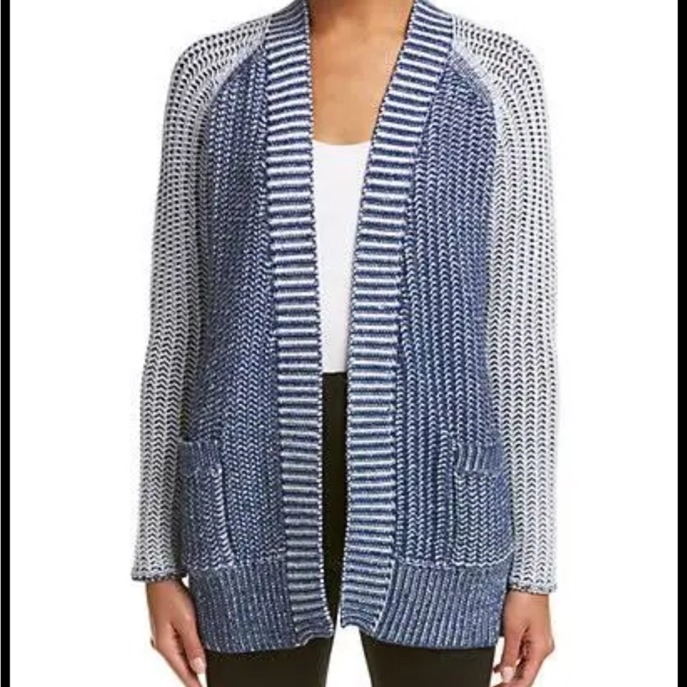 Derek Lam Athleta Blue Cardigan Sweater‎ with Ribbed Texture